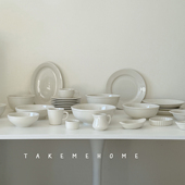 takemehome乳白系列合集长期主义简约陶瓷盘碗杯碟釉下彩餐具套装