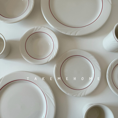 takemehome可爱红莓线条盘子碗杯子套装