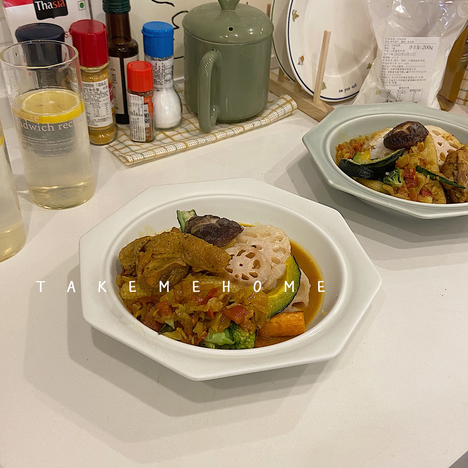 takemehome哑光汤盘意面盘八角盘咖喱饭盘炒饭炒面盘家用菜盘厚实