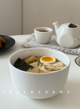 Tuxton白色直身汤碗盖饭碗小号面碗糖水碗炒饭拌面碗米饭碗炖菜碗