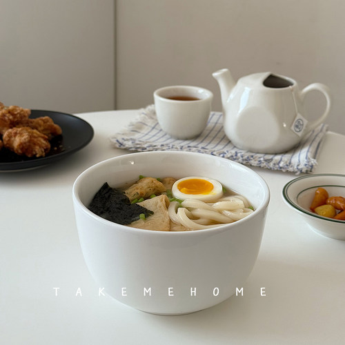 Tuxton白色直身汤碗盖饭碗小号面碗糖水碗炒饭拌面碗米饭碗炖菜碗