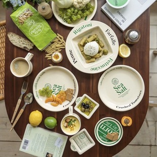 ins韩国博主款 字母陶瓷盘奶油色早餐甜品盘网红家用菜盘杯碟套装