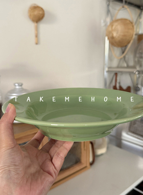 takemehome清新豌豆绿汤盘复古沙拉盘酸奶盘意面咖喱盘漂亮甜品盘