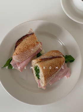 takemehome乳白宽边圆盘意面盘子面包盘早餐甜品盘店用brunch餐盘