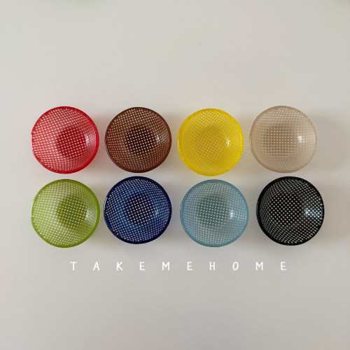takemehome复古网格彩色玻璃小碗马卡龙色方格蘸料碟漂亮的小食碗