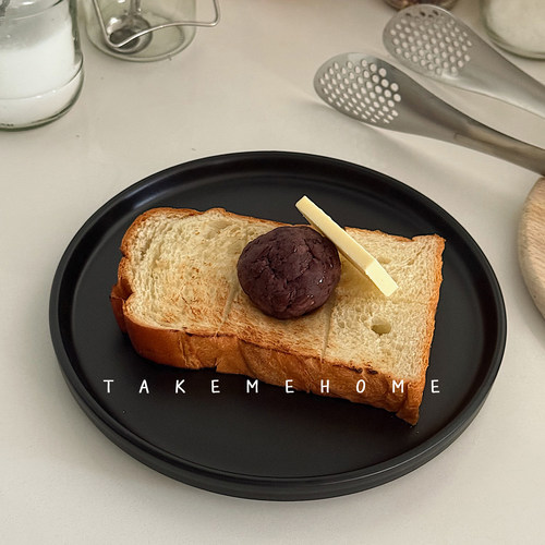 Tuxton哑光黑色磨砂釉竖边盘牛排盘茶点盘意面盘brunch餐盘面包盘
