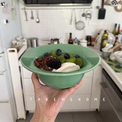 takemehome漂亮的绿色碗酸奶碗吃面条的碗沙拉水果碗汤碗炒饭碗