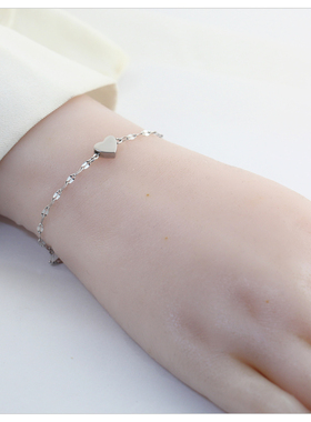 不掉色钛钢银色链女爱心小红心腕饰轻奢本命年礼物韩版简约个性潮