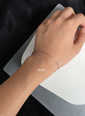 日韩版潮简约手链女士闺蜜学生森系个性钛钢细链条手环水洗不掉色