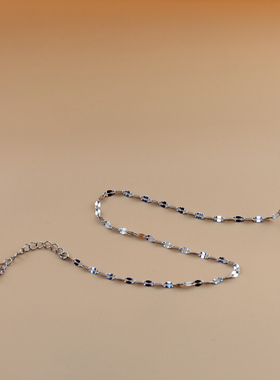 2024新款细闪嘴唇链高级感素链银色 简约通勤叠戴项链女不掉色