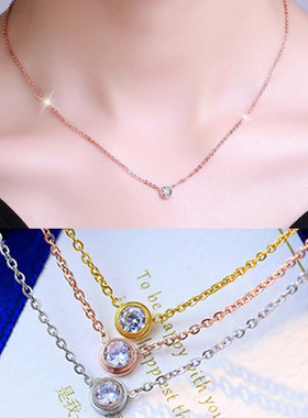 何以笙箫默单钻玫瑰金短款锁骨链