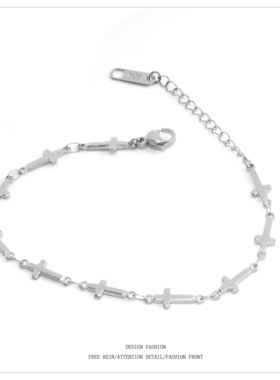 日韩版简约十字架手链女生闺蜜学生森系个性节生日礼物水洗不掉色