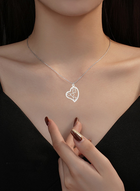 283-简约大爱心项链女高级感轻奢小众锁骨链气质简约颈链毛衣链