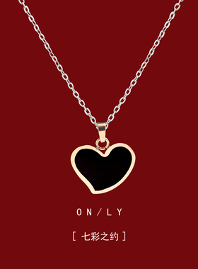 简约气质滴胶心项链锁骨链玫瑰金色吊坠百搭颈链女送女友生日礼物