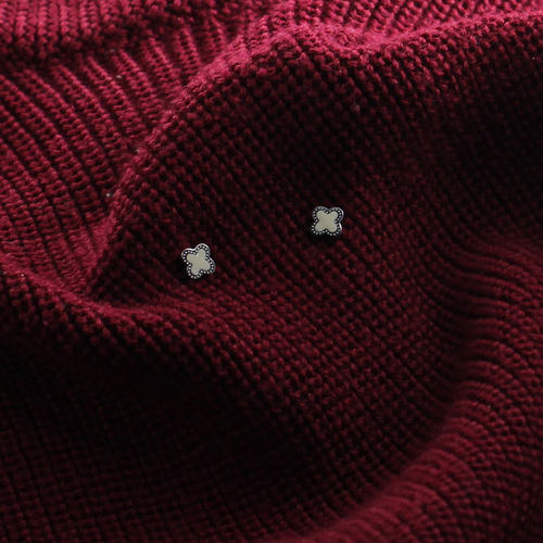四叶草耳钉女银色钛钢