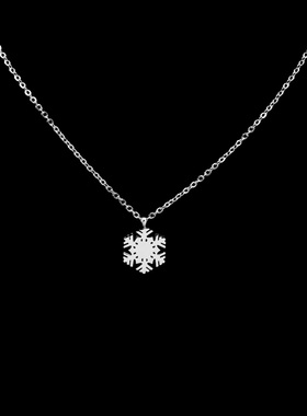 银色钛钢材质雪花项链女轻奢高级感锁骨链女配饰水洗不掉色防过敏