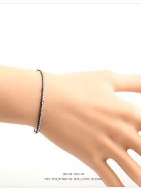 原创轻奢双层黑加银手链女款简约设计百搭网红闺蜜水洗不掉色