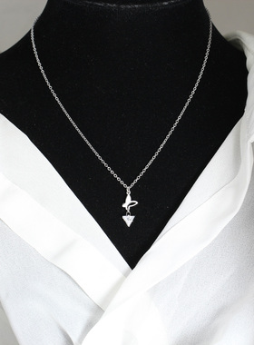 简约迷你蝴蝶吊三角闪钻项链女高级感轻奢小众锁骨链气质简约颈链