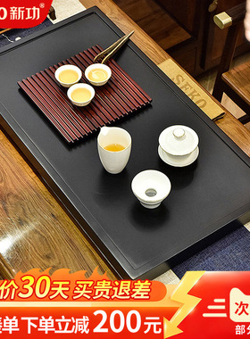 新功现代中式实木茶盘单层排水式功夫茶具套装家用茶台茶托盘J85