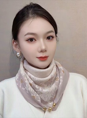 磁吸扣磁扣棉麻小方巾丝巾气质