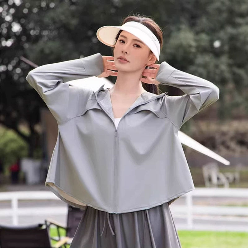 夏季冰感连帽斗篷防晒衣女UPF50+
