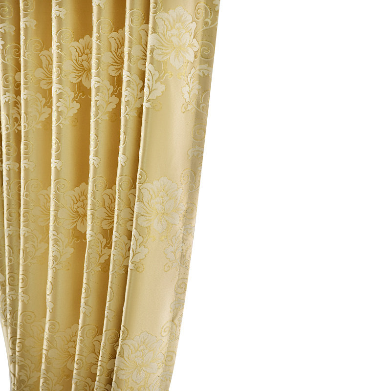 欧式高精密提花遮光成品窗帘卧室客厅飘窗金色定制现代简约布纱料