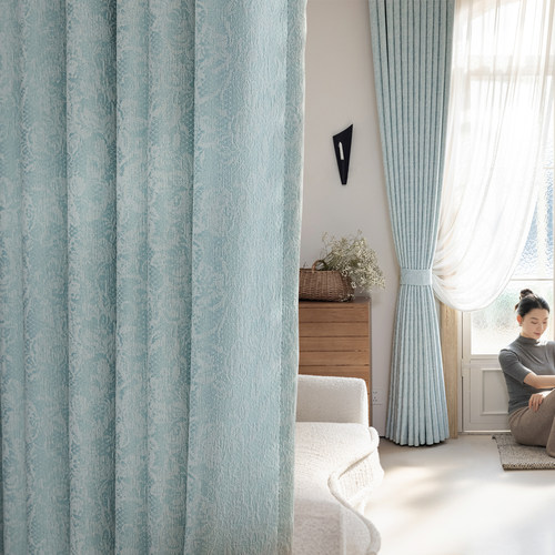 立体3D浮雕提花雪尼尔高遮光窗帘