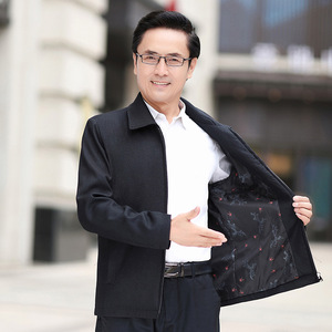 小个子160秋季纯色拉链外套XS中老年休闲翻领夹克40-50小码爸爸装