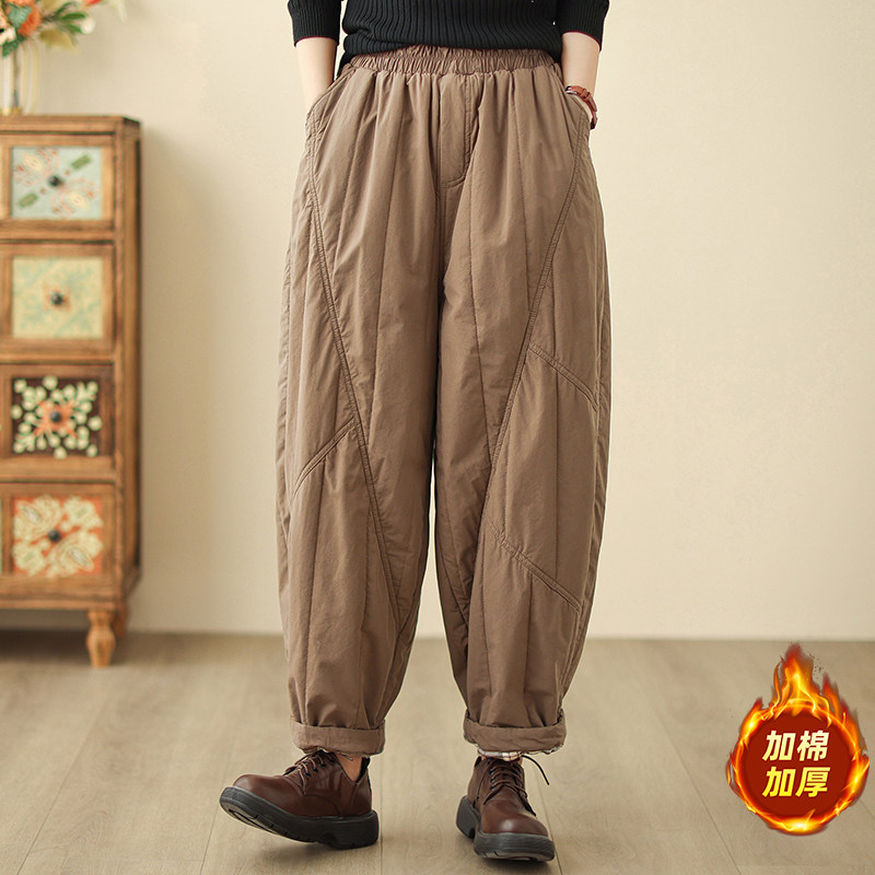 冬季加棉加厚夹棉棉裤女松紧腰保暖哈伦裤女 宽松版纯色长裤子,女装/女士精品,棉裤/羽绒裤,淘宝优惠券,粉丝福利购,淘宝优惠卷