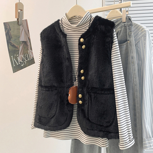 马夹 大码 气质坎肩外套景色 毛马甲宽松森系轻薄保暖无袖 秋冬新款