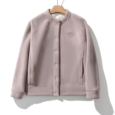 妈妈装立领奥利绒加绒女开衫外套