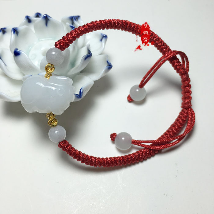 飞黄腾达天然翡翠红绳手链新品