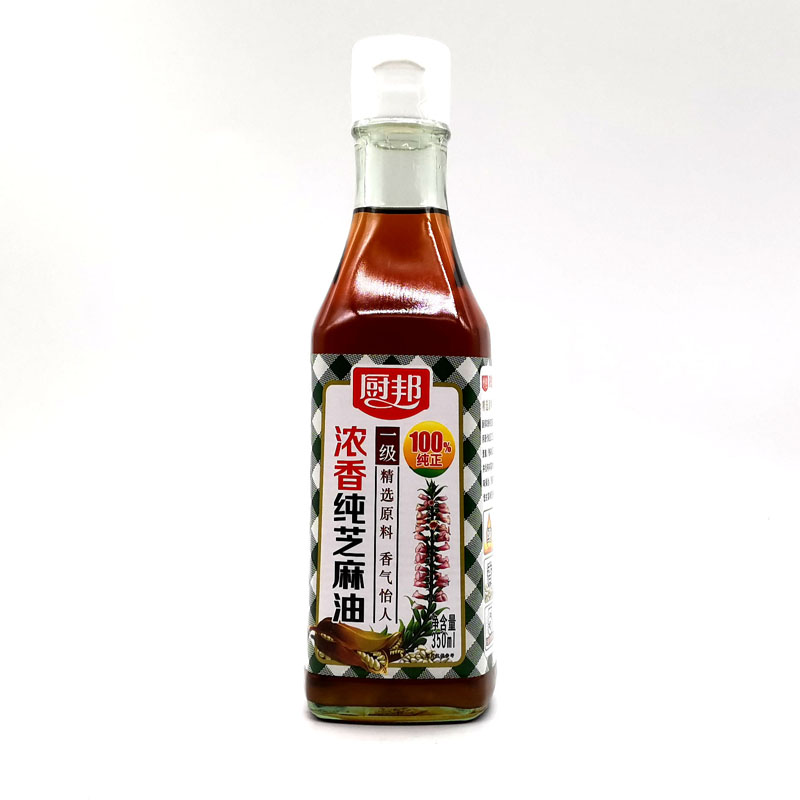 厨邦浓香纯芝麻油350ml物理压榨香油食用芝麻油凉拌香料火锅调料