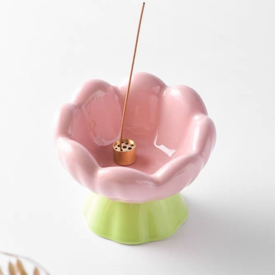 郁金香陶瓷香插线香底座扩香器纯手工藏香薰可爱摆件家用室内香炉