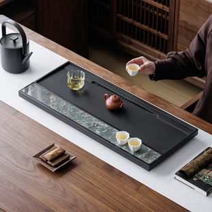 2026新款乌金石头茶盘排水式轻奢功夫茶台现代简约办公室高端茶海