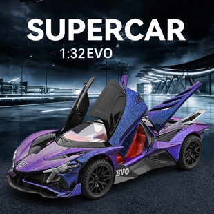 32阿波罗EVO超跑声光开门回力仿真合金车模型收藏玩具摆件男孩