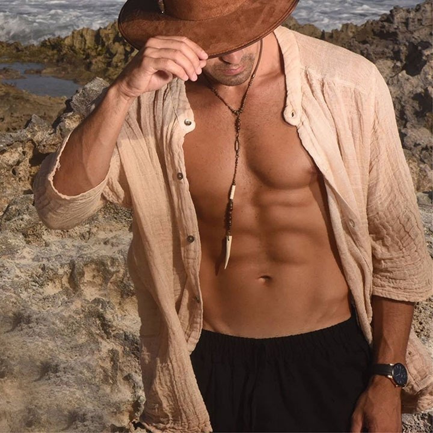 欧美男士衬衫纯色棉麻衬衫男长袖衬衫宽松薄款潮流沙滩休闲衬衫男