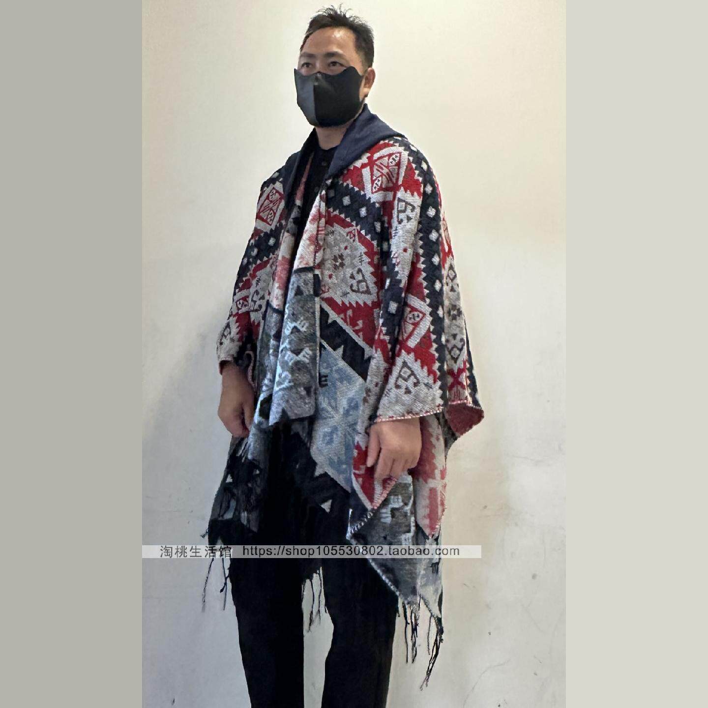 民族风大披肩斗篷披风男女外搭带帽子厚围巾新疆大理丽江旅游穿搭