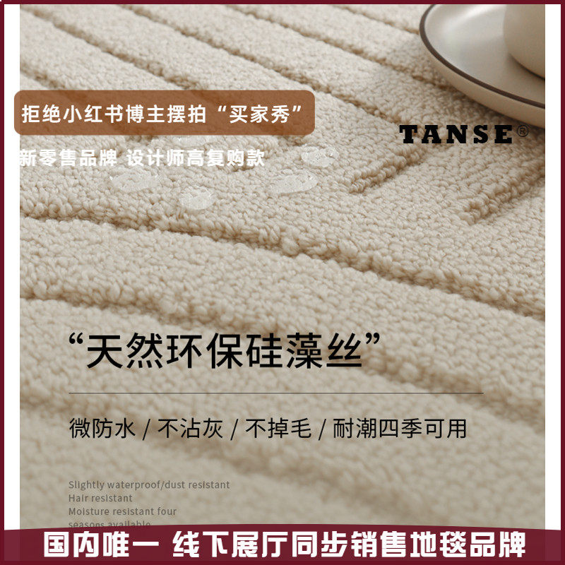 tanse展厅同款升级高端环保进口羊毛地毯防水防污地毯客厅无胶