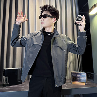 社会小伙修身短款夹克外套男潮流矮个子穿搭S号XS码韩版上衣服155