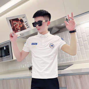 男潮牌刺绣韩版 短袖 半袖 上衣小个子穿搭S码 翻领t恤 夏款 修身 polo衫