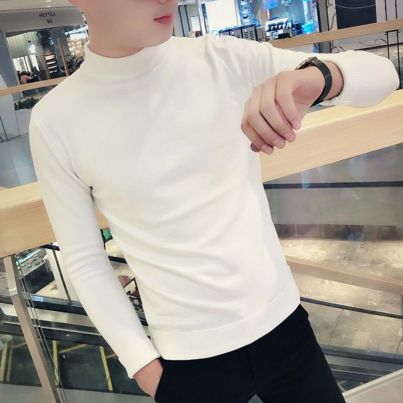 155矮个子穿搭纯色毛衣打底衫男秋冬内搭半高领XS码S修身针织线衫