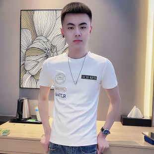 155矮小个子紧身半袖体恤衫男青年S号XS码修身男式刺绣短袖T恤tee
