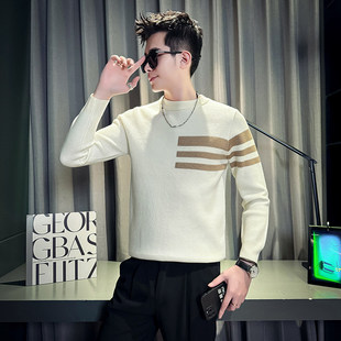 矮小个子男小码S号毛衣男青年秋冬拼色针织衫韩版修身XS打底衫155