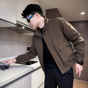 春装小码矮个子穿搭立领休闲工装夹克男潮牌XS码S号修身短款外套