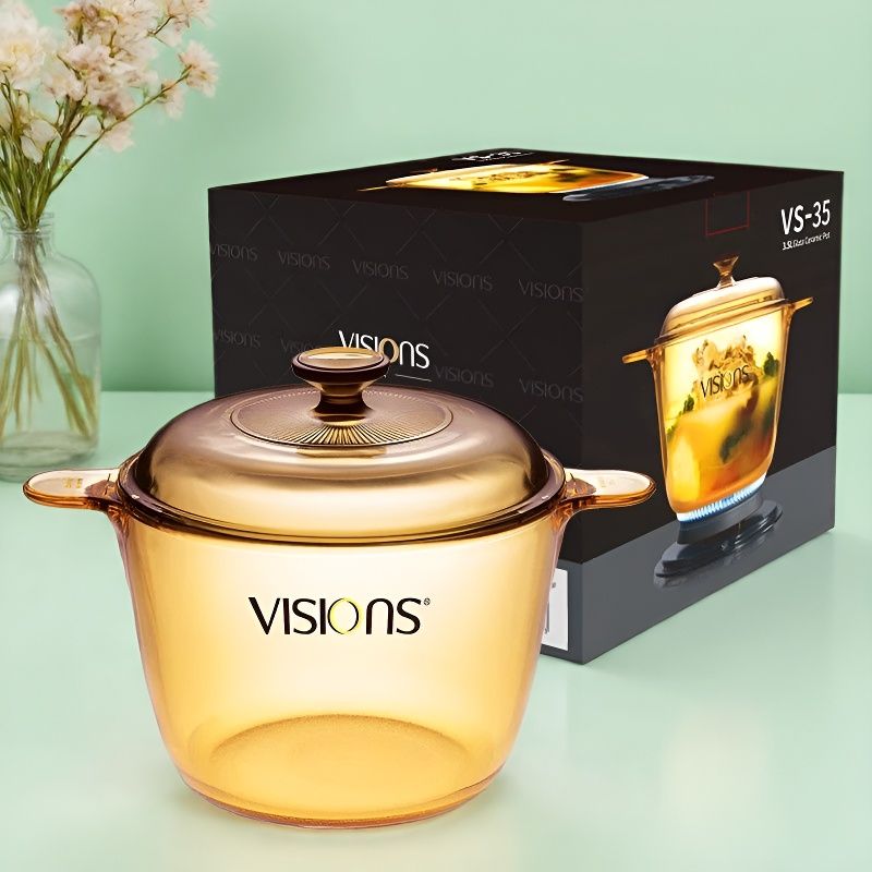 康宁锅晶彩透明玻璃锅3.5L深汤锅家用耐高温明火直烧汤煲