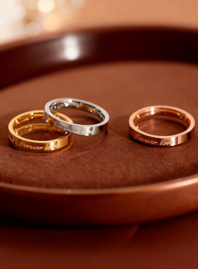 Forever Love字母爱心戒指女ins轻奢高级感时尚百搭指环戒圈1225