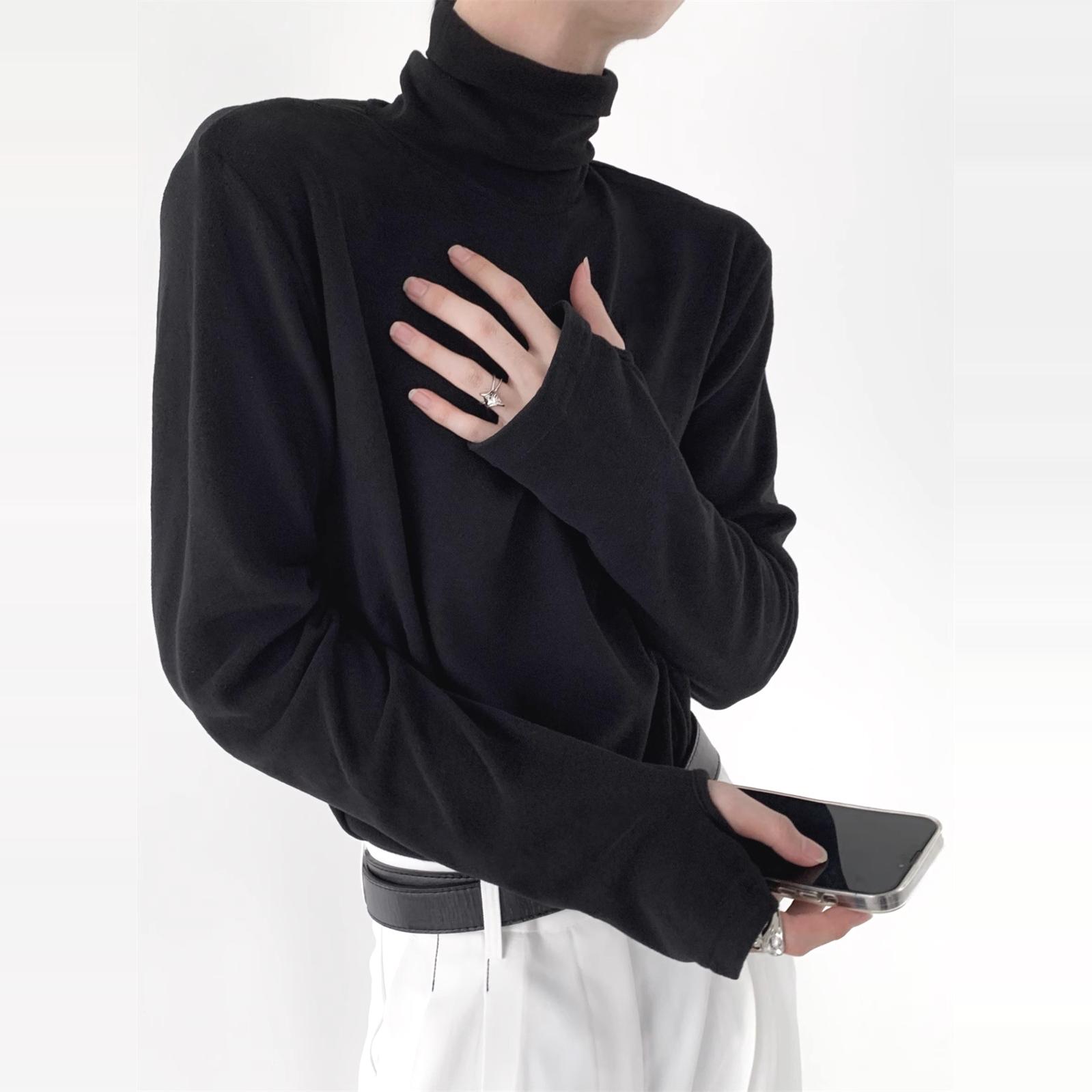 高领t恤拇指袖套宽松长袖防晒衣