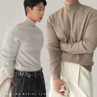 美国特种兵半高领针织衫硬汉肌肉男紧身包芯纱毛衣保暖打底羊毛衫