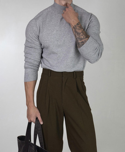 美国特种兵小高领针织衫男硬汉紧身弹力包芯纱毛衣保暖打底羊毛衫